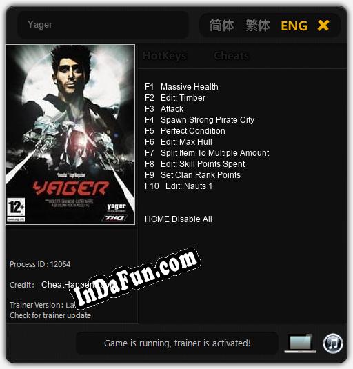 Yager: TRAINER AND CHEATS (V1.0.66)