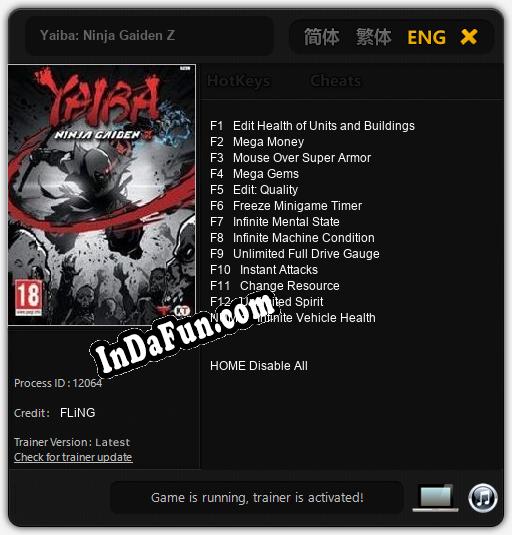 Yaiba: Ninja Gaiden Z: Trainer +13 [v1.3]