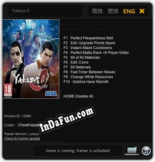 Yakuza 0: Cheats, Trainer +10 [CheatHappens.com]