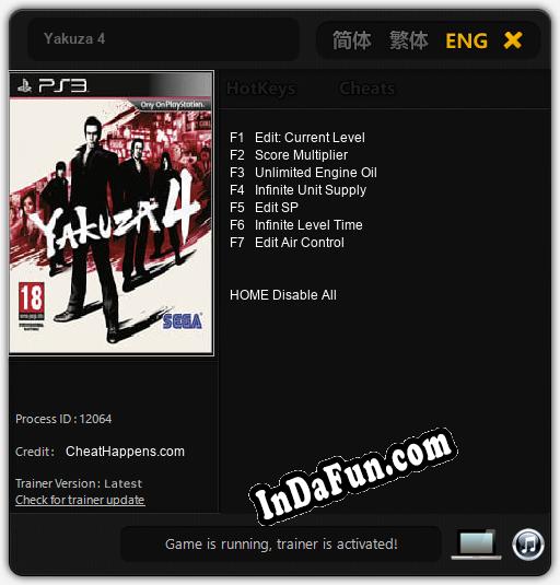 Trainer for Yakuza 4 [v1.0.3]