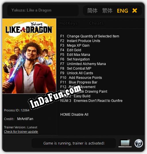 Yakuza: Like a Dragon: TRAINER AND CHEATS (V1.0.46)