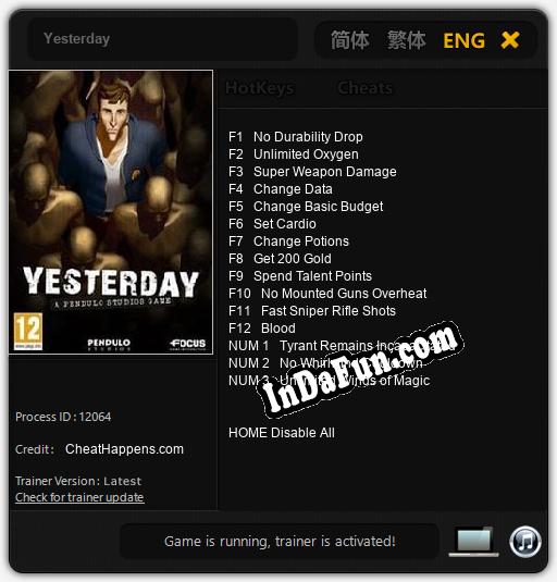Yesterday: Trainer +15 [v1.9]