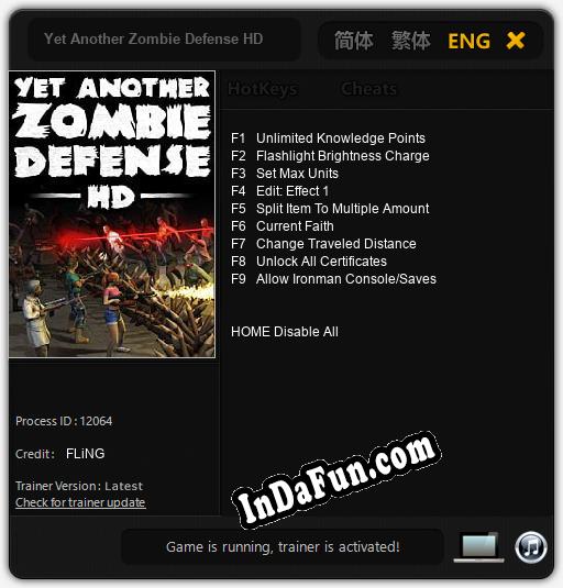 Yet Another Zombie Defense HD: Cheats, Trainer +9 [FLiNG]