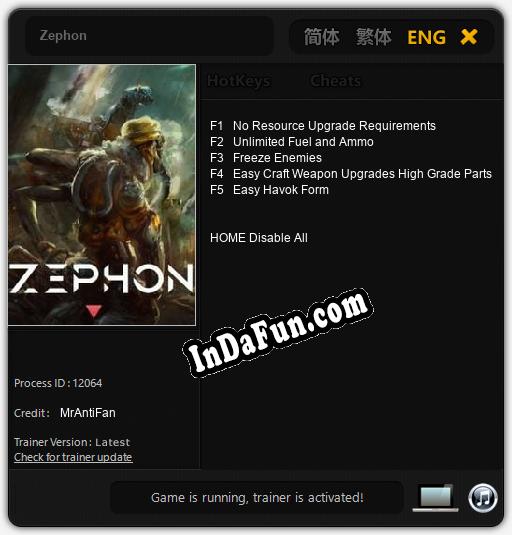 Trainer for Zephon [v1.0.9]