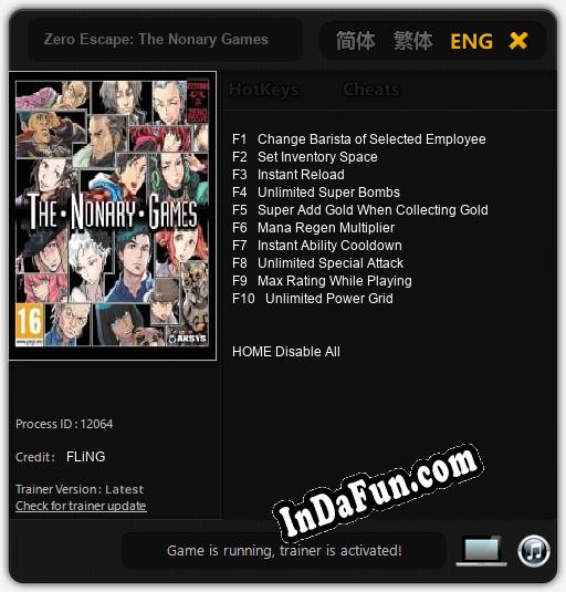 Zero Escape: The Nonary Games: Trainer +10 [v1.1]