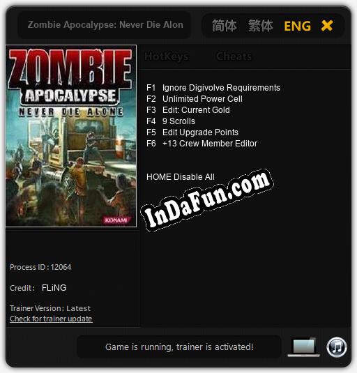 Zombie Apocalypse: Never Die Alone: TRAINER AND CHEATS (V1.0.12)