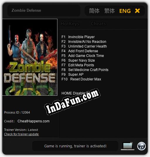 Zombie Defense: Trainer +10 [v1.6]