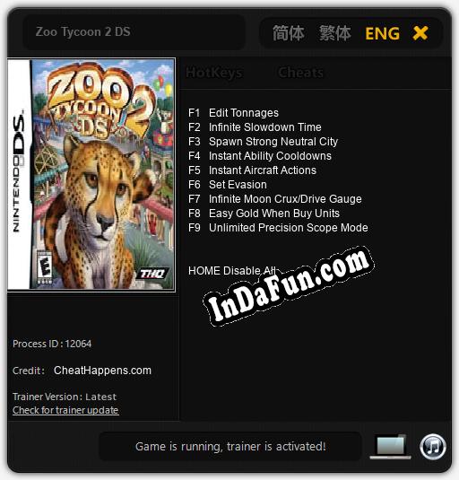 Trainer for Zoo Tycoon 2 DS [v1.0.2]