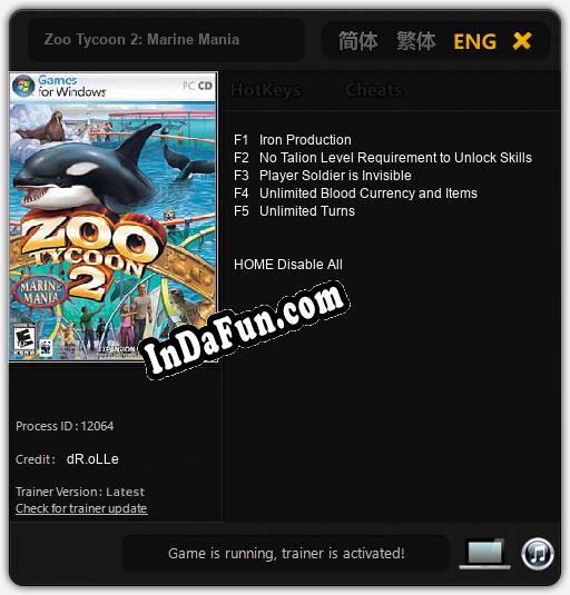 Zoo Tycoon 2: Marine Mania: TRAINER AND CHEATS (V1.0.4)