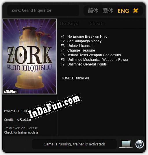 Zork: Grand Inquisitor: TRAINER AND CHEATS (V1.0.93)