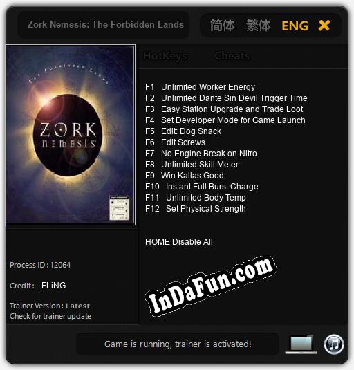 Zork Nemesis: The Forbidden Lands: TRAINER AND CHEATS (V1.0.34)