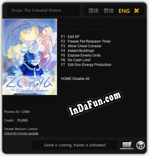 Trainer for Zorya: The Celestial Sisters [v1.0.4]